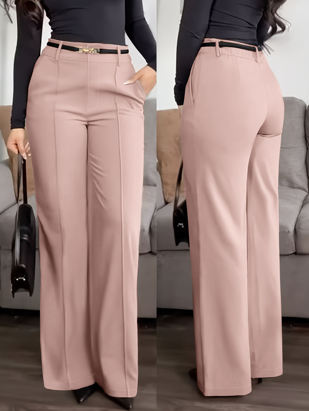 Pantalons à fermeture éclair de couleur solide avec poches