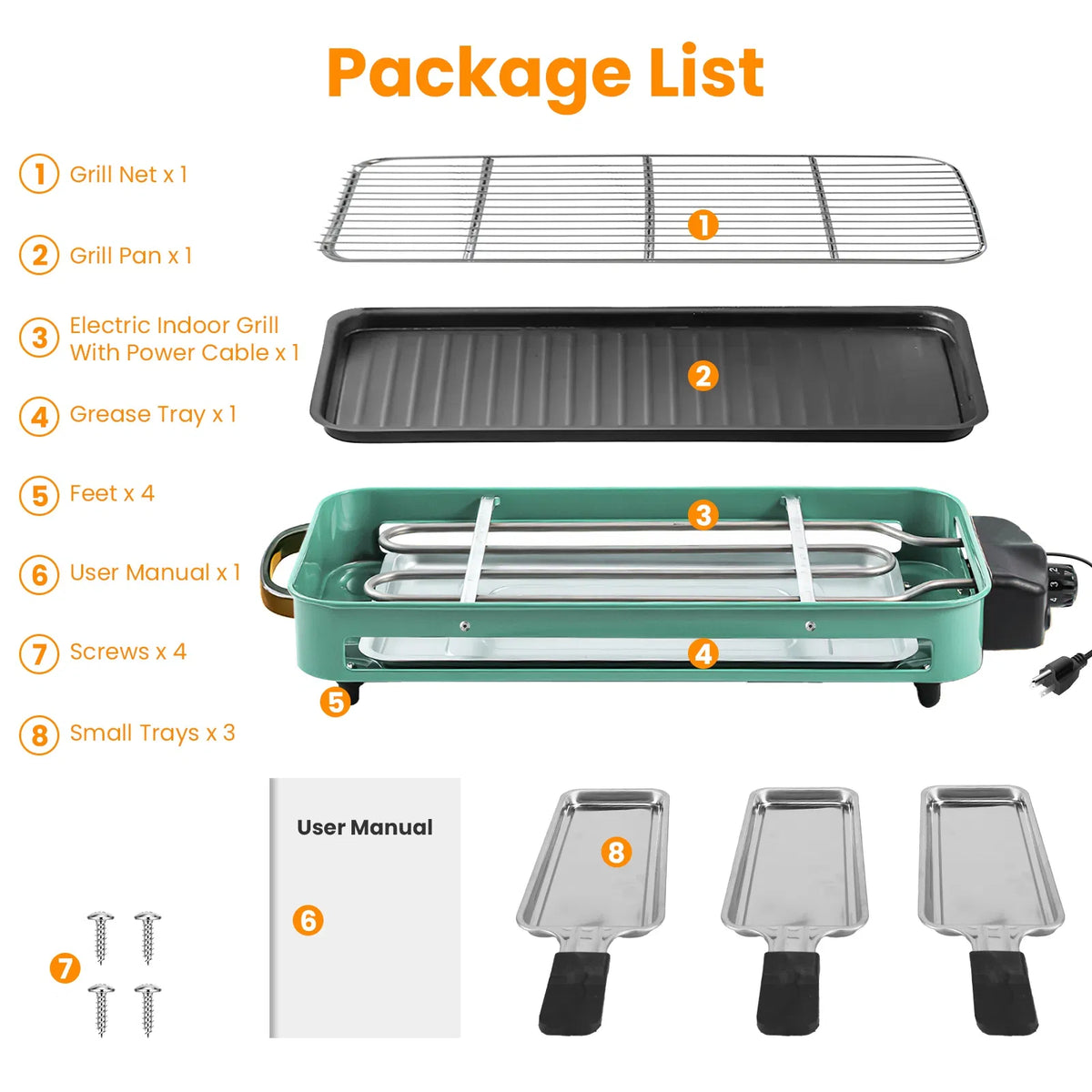 1500W Grille électrique intérieure 2 en 1 BBQ électrique Gill avec grille Net plaque amovible 5 Temp