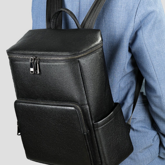Sac à dos en cuir pour ordinateur portable casual pour hommes