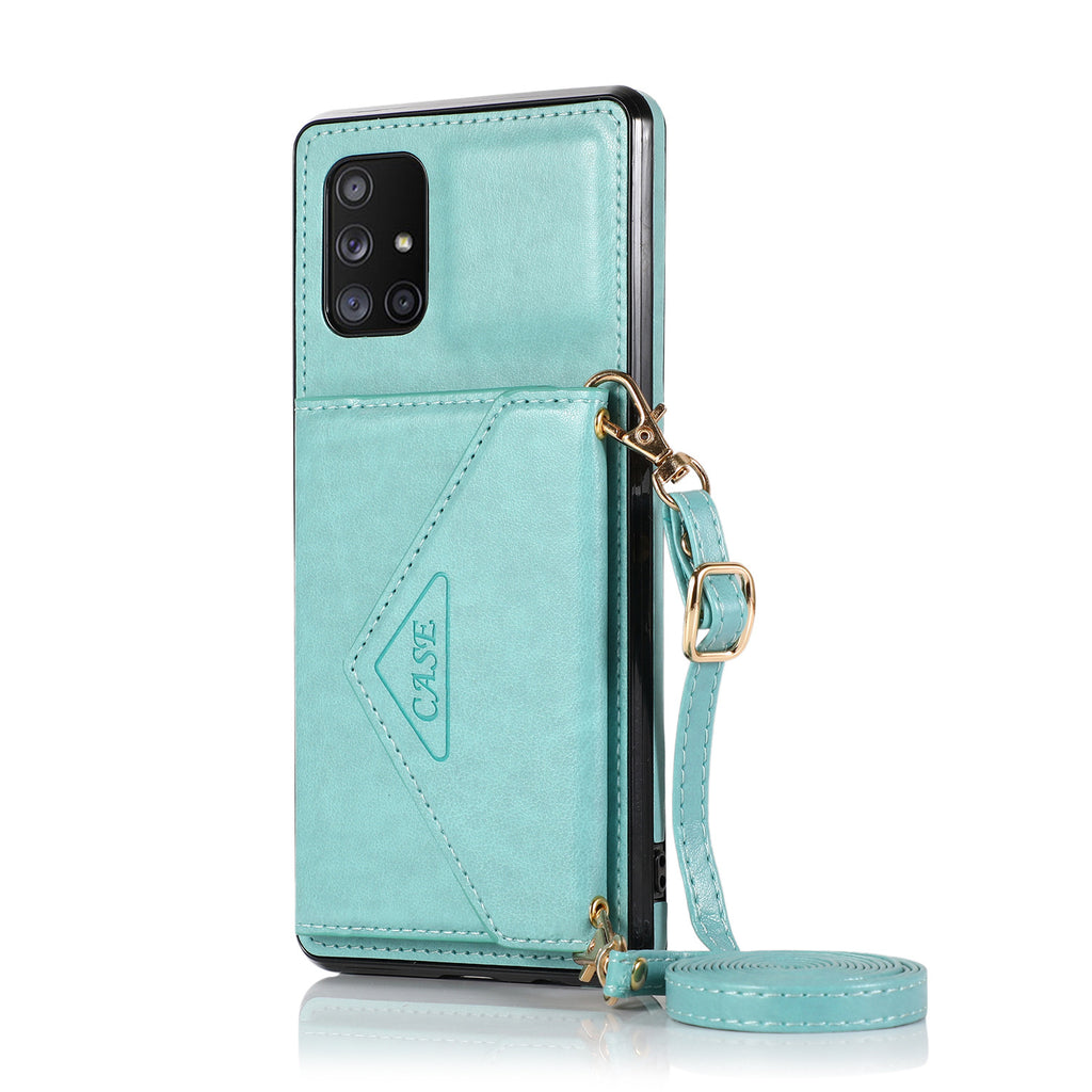 Slope Triangle au-dessus d'une épaule Téléphone portable Multi-fonctions Cover Wallet Card Cas en cuir
