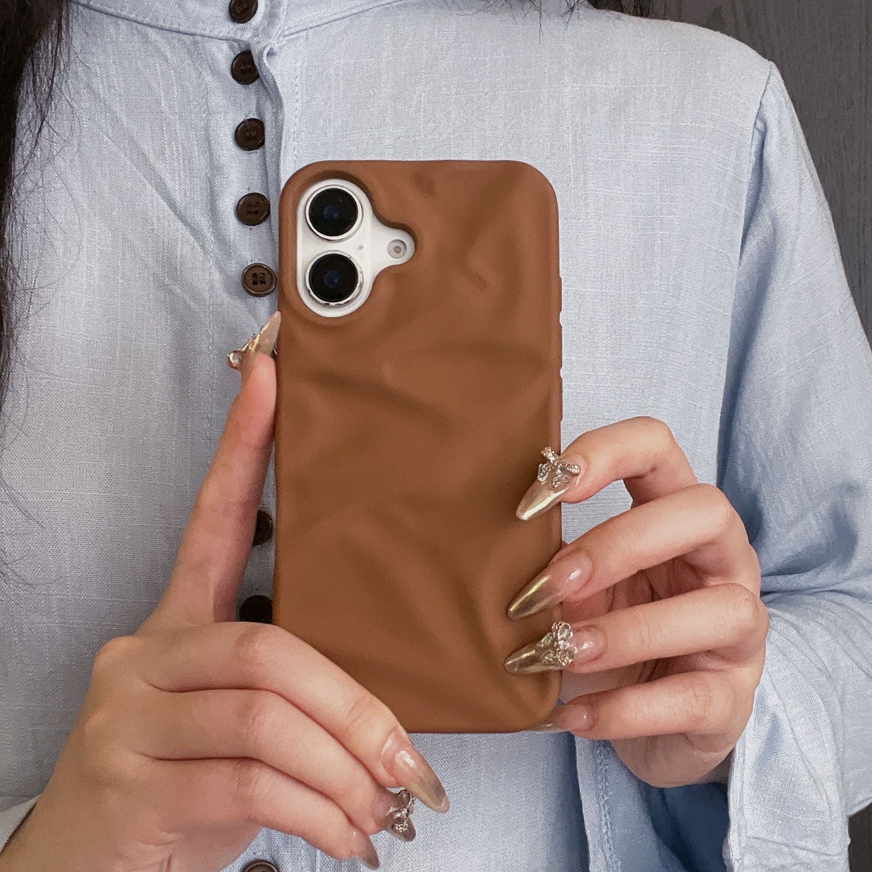 Cas de téléphone à plissé en trois dimensions de haute qualité