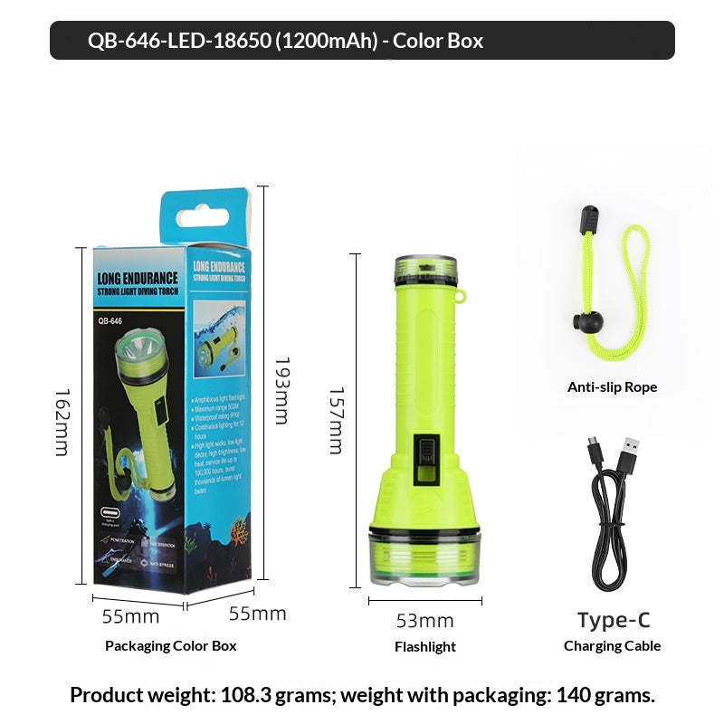 Plongée Forte Lumière Fixe Focus Tête-montée Long Batterie Plongée Tête Lumière de pêche