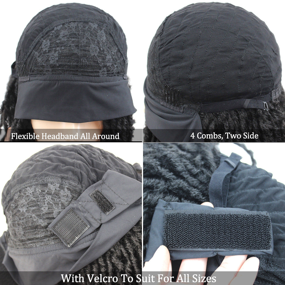 Ruban Long Curly Crochet perruque tête couverture