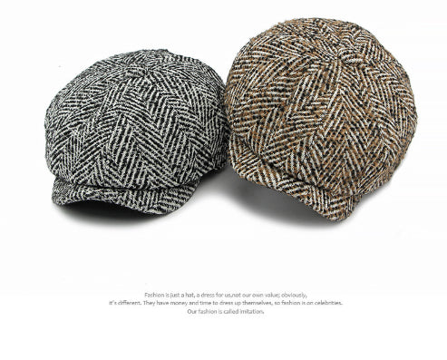 Hat Knitted Peaked British Retro Newsboy Cap
