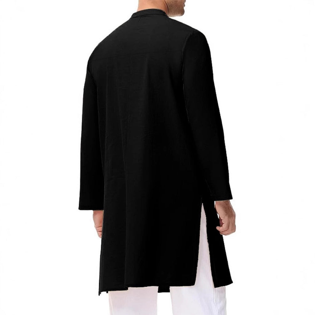 Robe de collier de stand d'affaires Slim Fit Casual Slim Sleeve, couleur solide pour homme