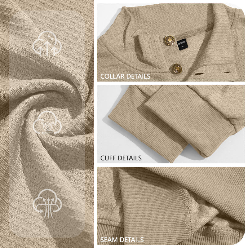 Pulvérisateur de collier de demi-zip en couleur solide, automne et hiver pour hommes