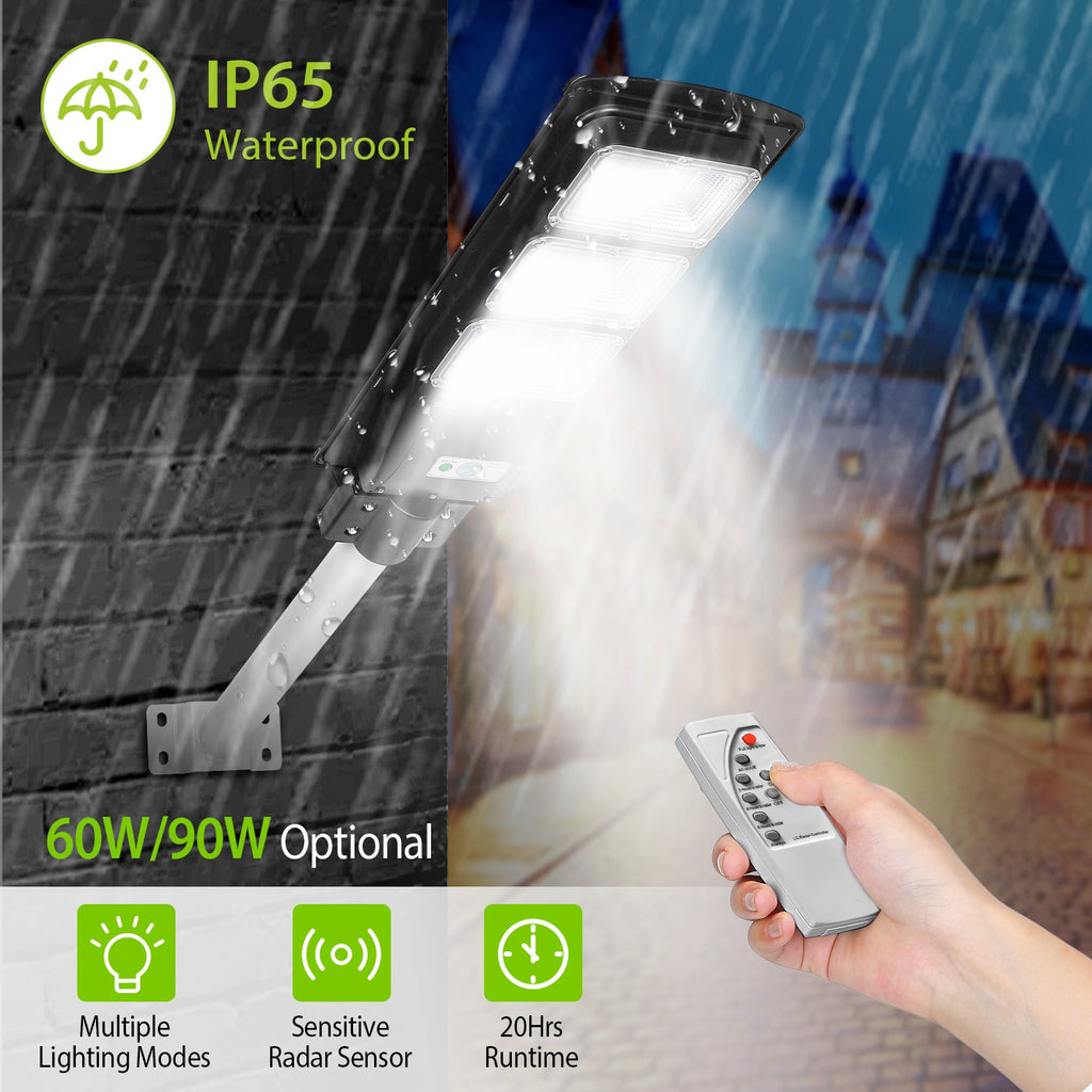Solar Street Path Light Outdoor 180LEDs Capteur Télécommande Lampes sans fil IP65 Waterpro