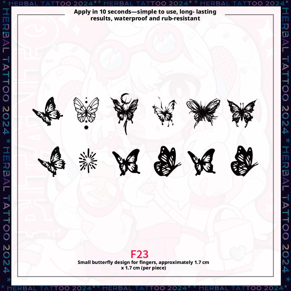 Autocollant de tatouage de jus de plantes-F23-Modèle de petit papillon- 1