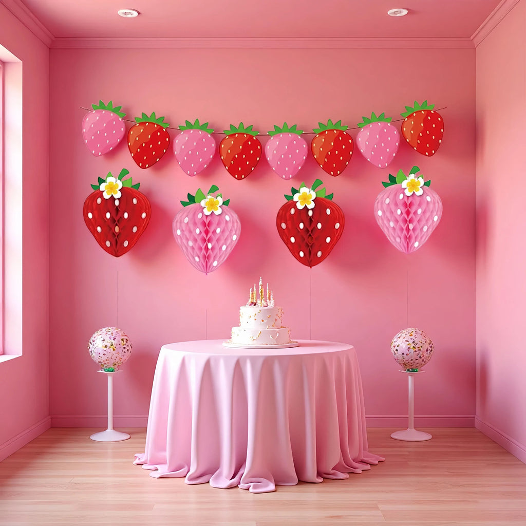 Papier artisanal Papier en forme de fruits Honeycomb Décoration suspendu Fraise