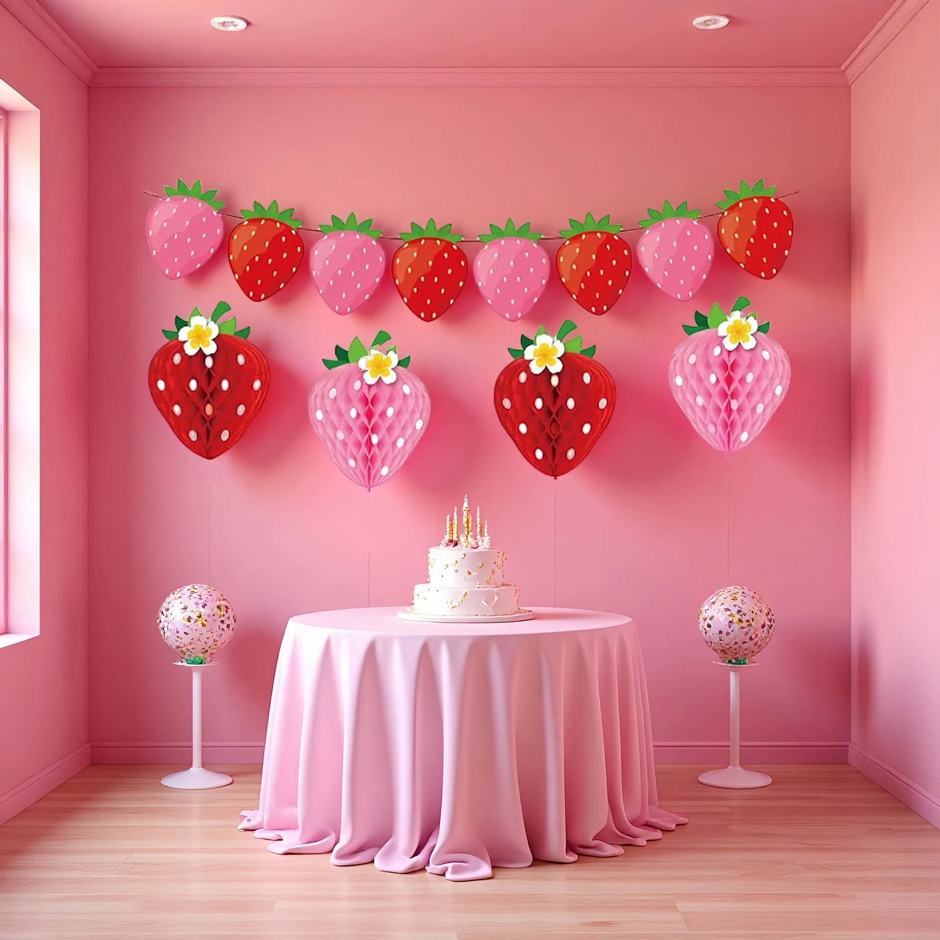 Papier artisanal Papier en forme de fruits Honeycomb Décoration suspendu Fraise