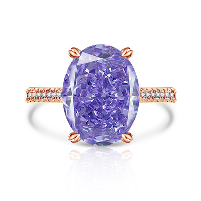Femme Versatile Casual Papalacha Haute Carbone Diamant Fleur de Glace Anneau