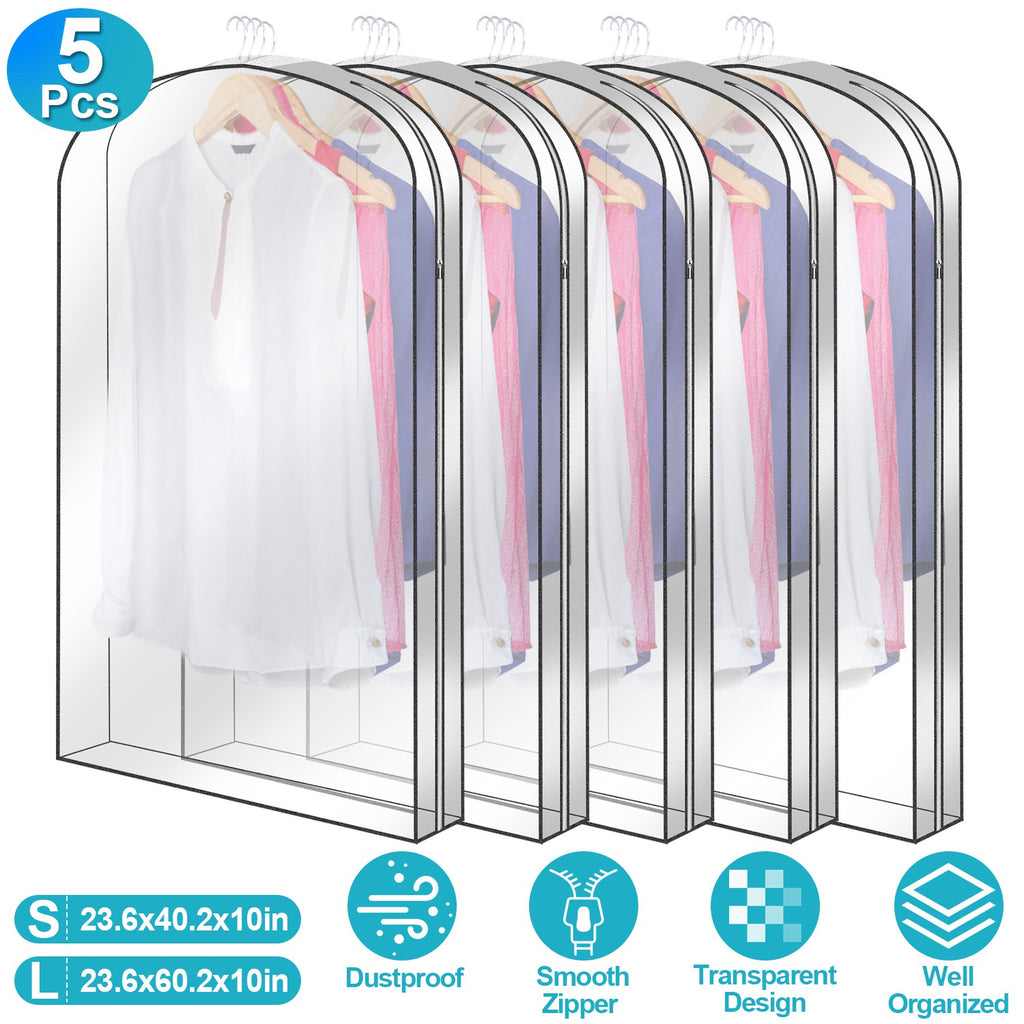 5 Pack 60In OU 40In Options Sac de vêtement pour suspendre des vêtements Organisation Imperméable à la poussière Waterpr