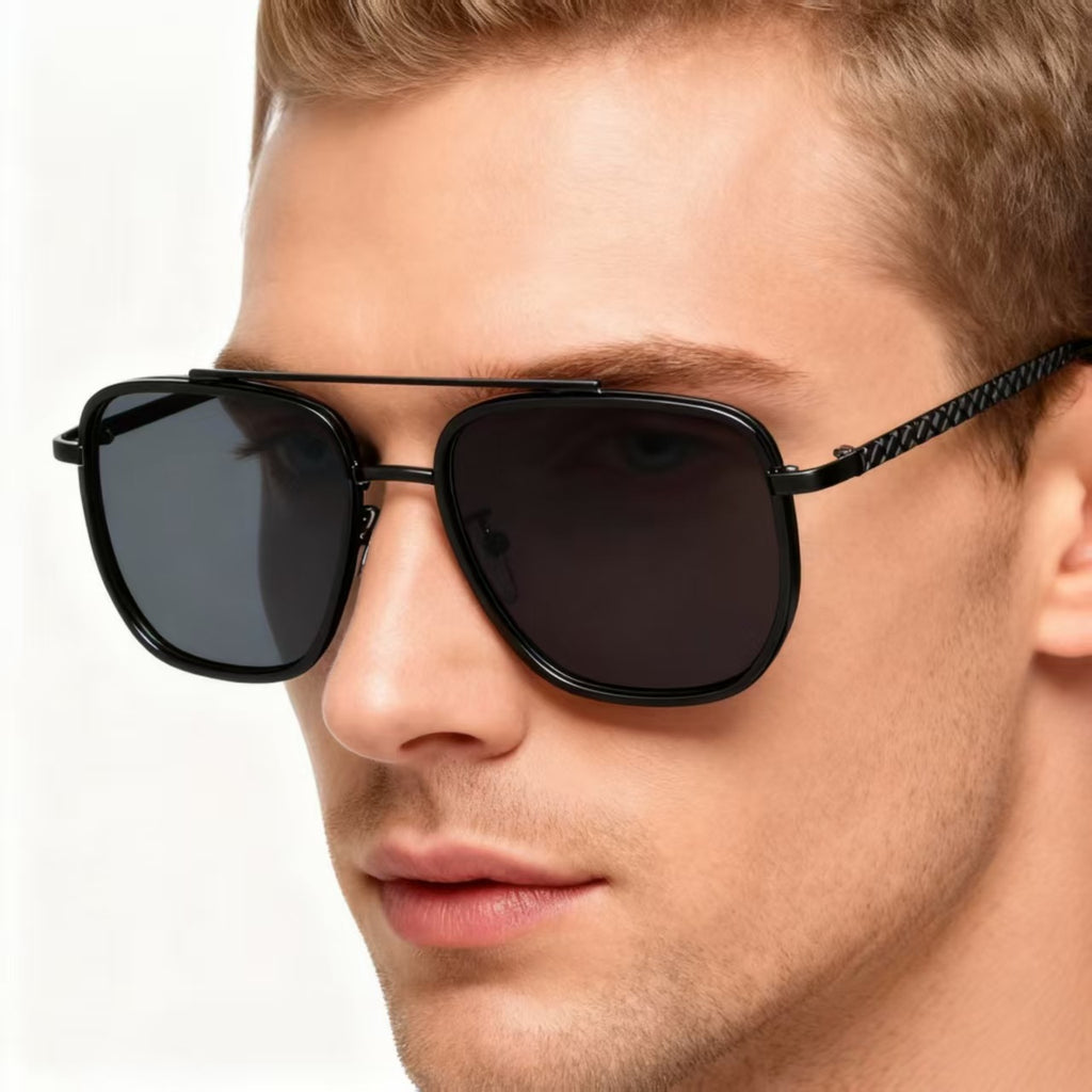 Lunettes de soleil de conduite pour hommes Cadre carré de style européen et américain