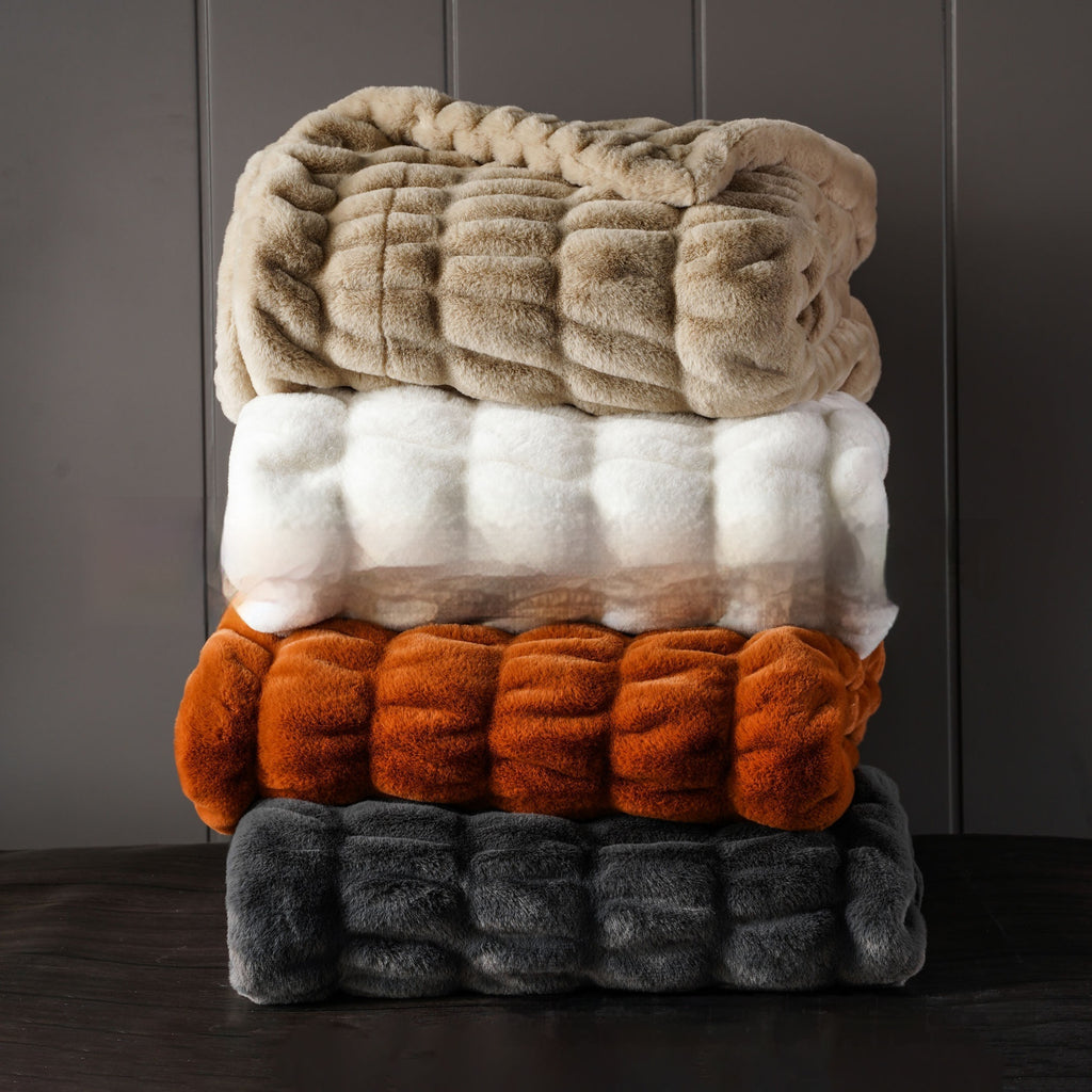 Blanket de fourrure de lapin de faux à double couche