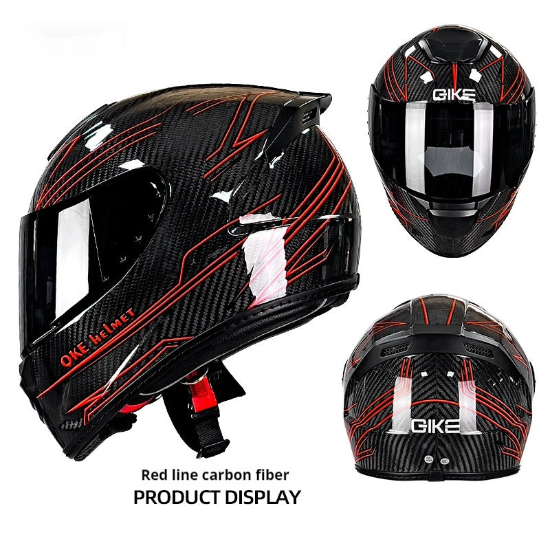 Casque de moto en fibre de carbone Personnalité de moto Léger Type de couverture complète