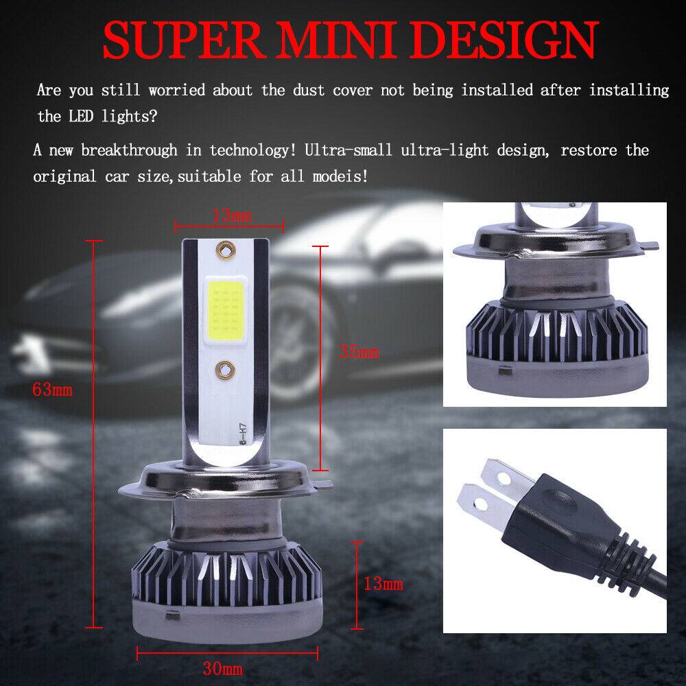 2x H7 Kit d'ampoule de phare LED High Low Beam 8000K Super Blue 26000LM Ampoule