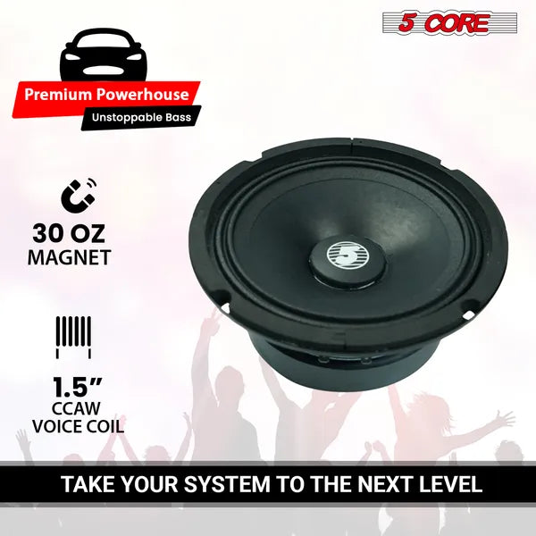 5 Core 6,5" Remplacement intermédiaire 2Pc Pro Haut-parleur audio 360W 4 Ohms/8 Ohms 60W Aluminu