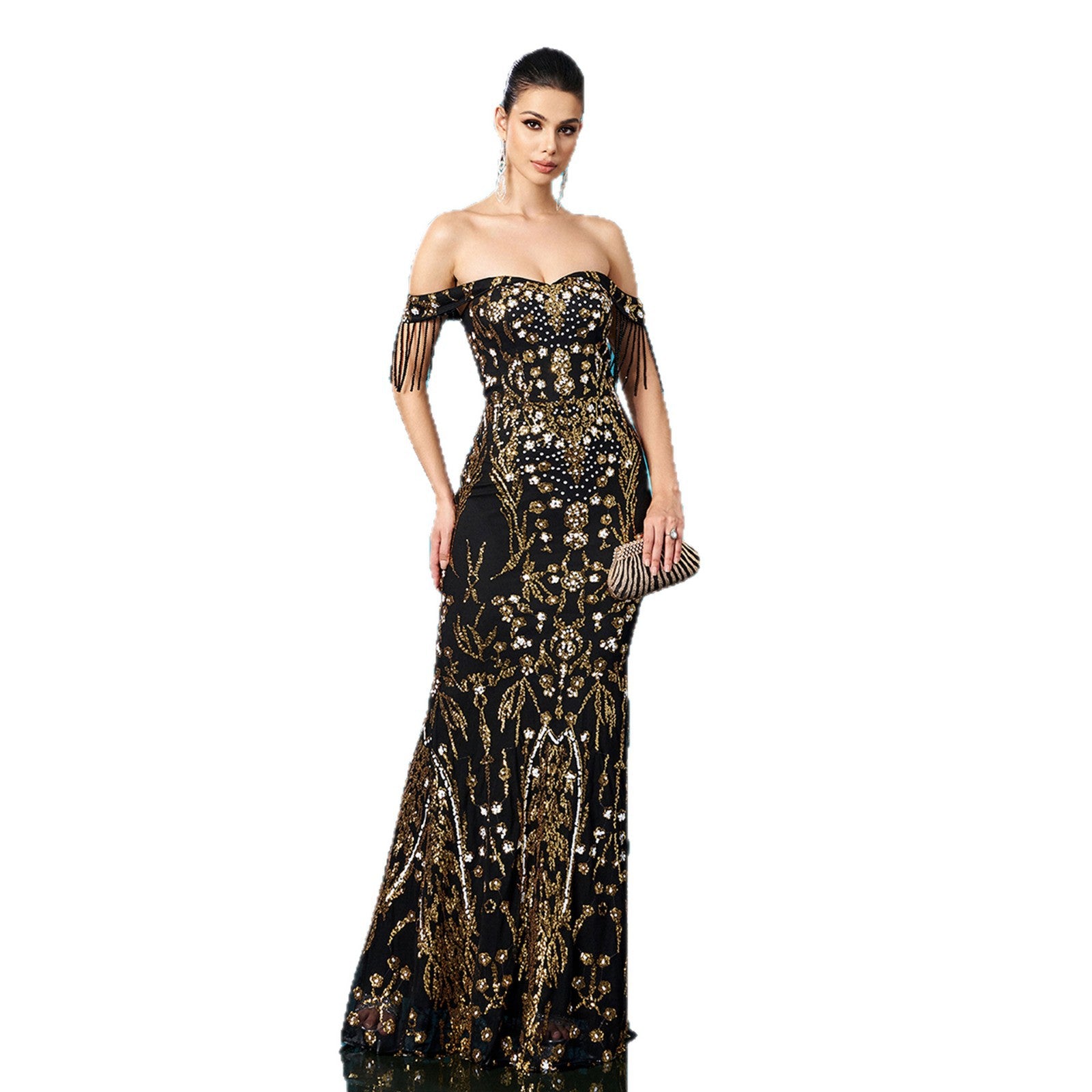 Robe de soirée en queue de poisson cousue pour banquet