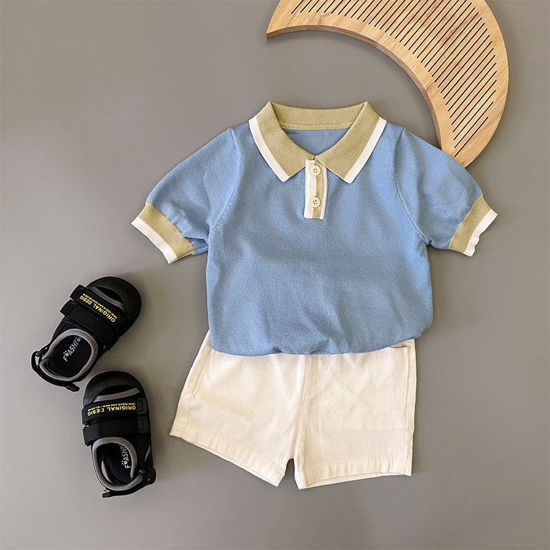 Top et shorts à manches courtes tricotés bébé