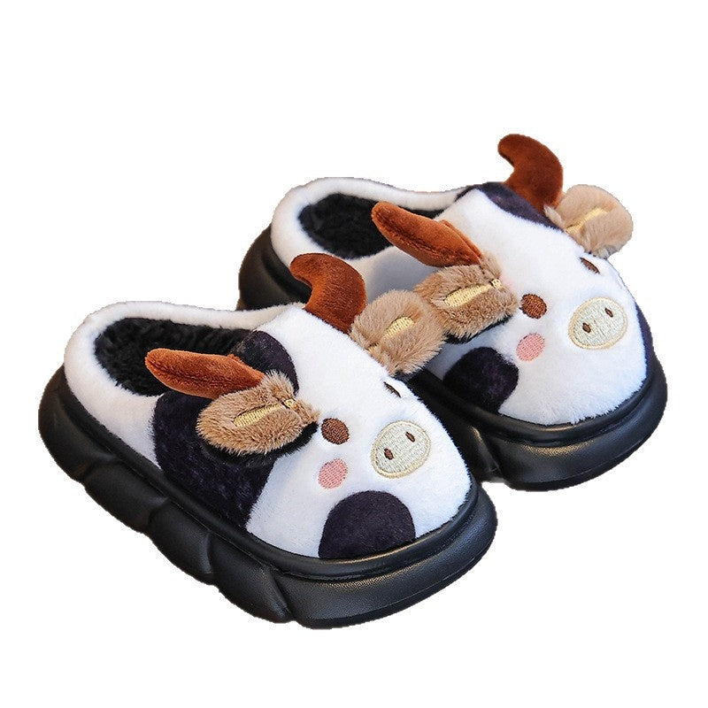 Automne et hiver Pantoufles de coton pour enfants Four à vache