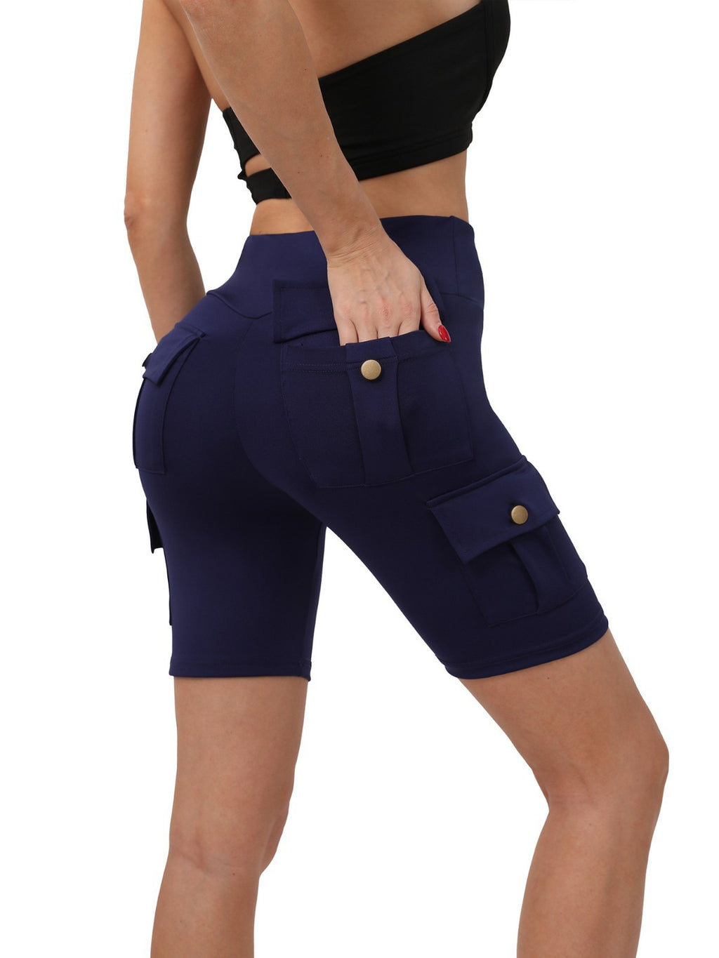Pantalon de yoga populaire européen et américain Pocket de fitness haute-Waisted Hip-Lifting Short Sp