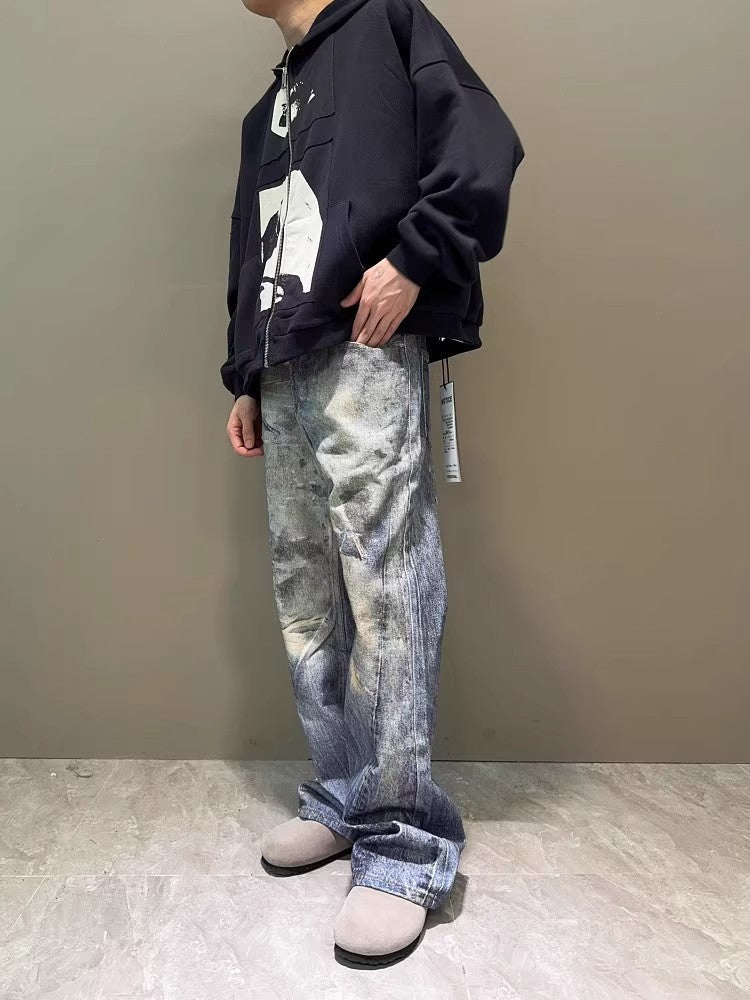 Jeans Blue Bootcut à imprimé numérique