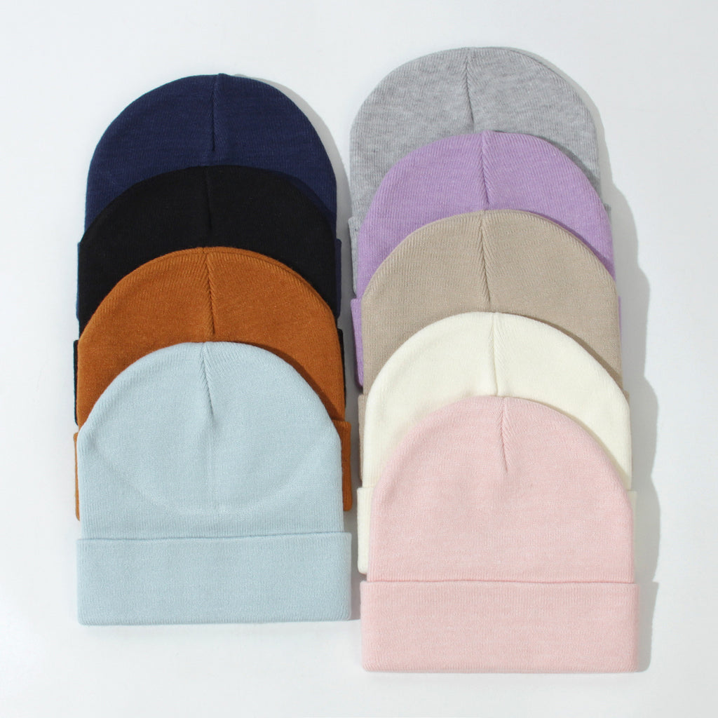 Gants de chapeau tricoté pour bébé en couleur unique