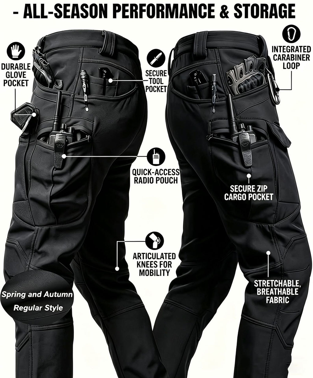 Pantalon de travail tactique résistant à l'usure extérieure pour hommes