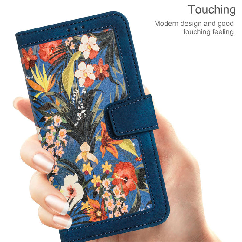 Petit étui en cuir Flip Floral Étui téléphonique