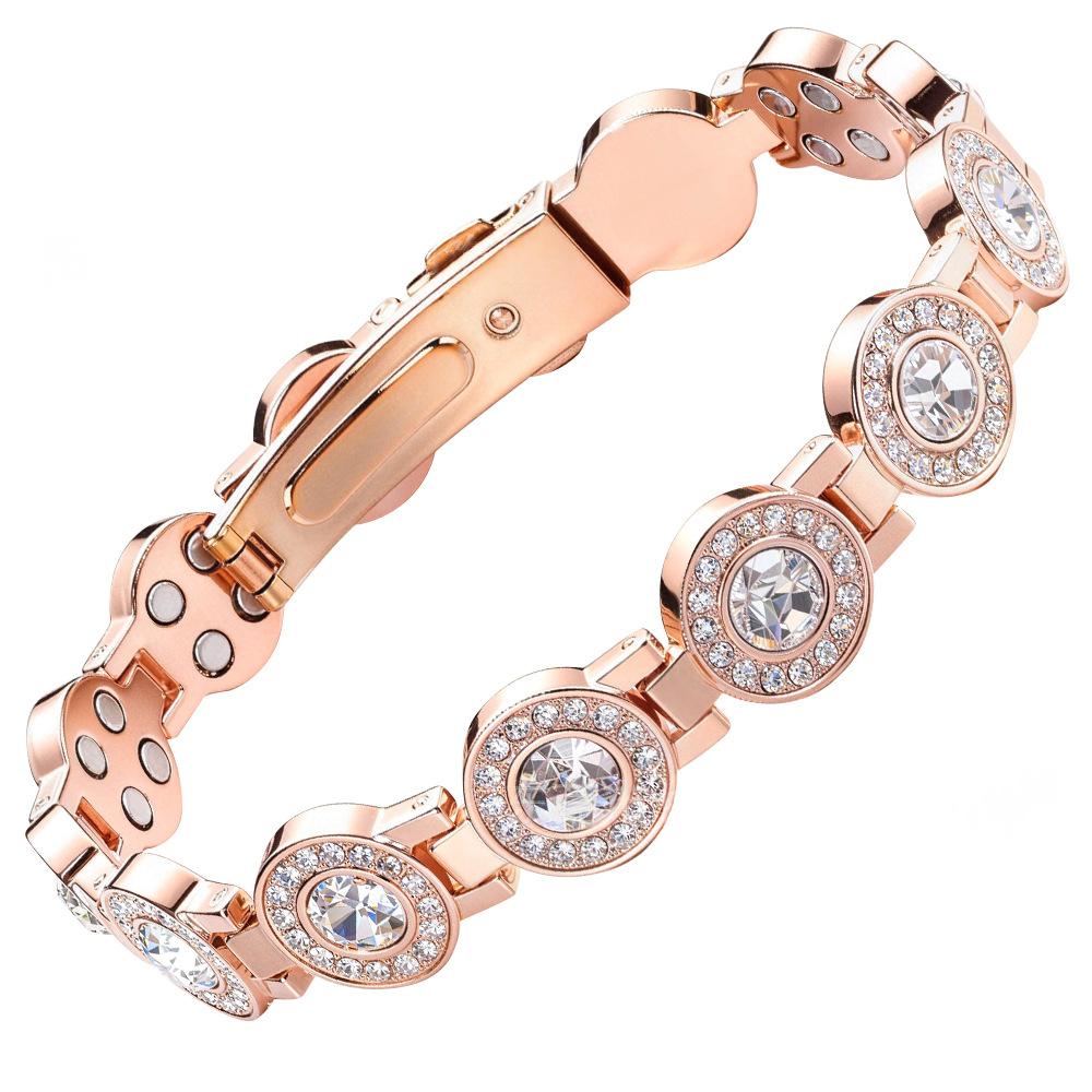 Bracelet en rond à diamants avec un fermoir à quatre aimants en cuivre rouge