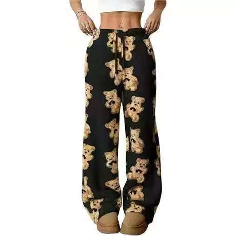 Pantalon large-jambe imprimé à l'épaisseur à l'épaisseur chic