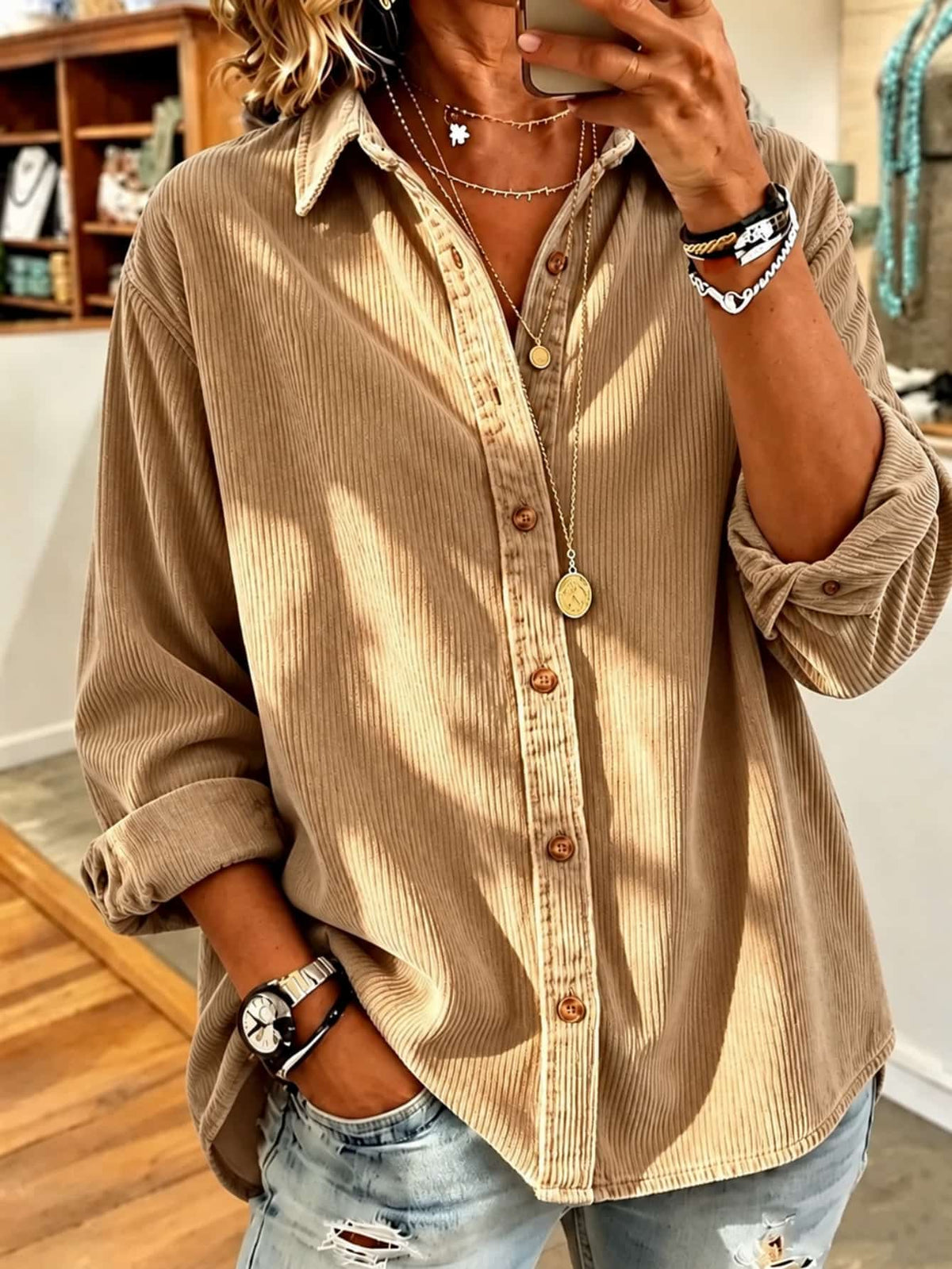 Chemise de cardigan à manches longues