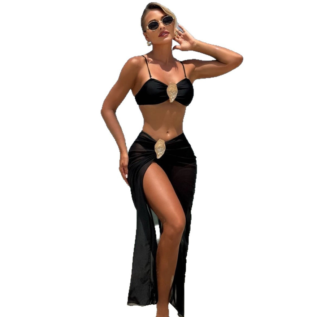Ensemble de maillots de bain Bandeau métallisé de couleur solide