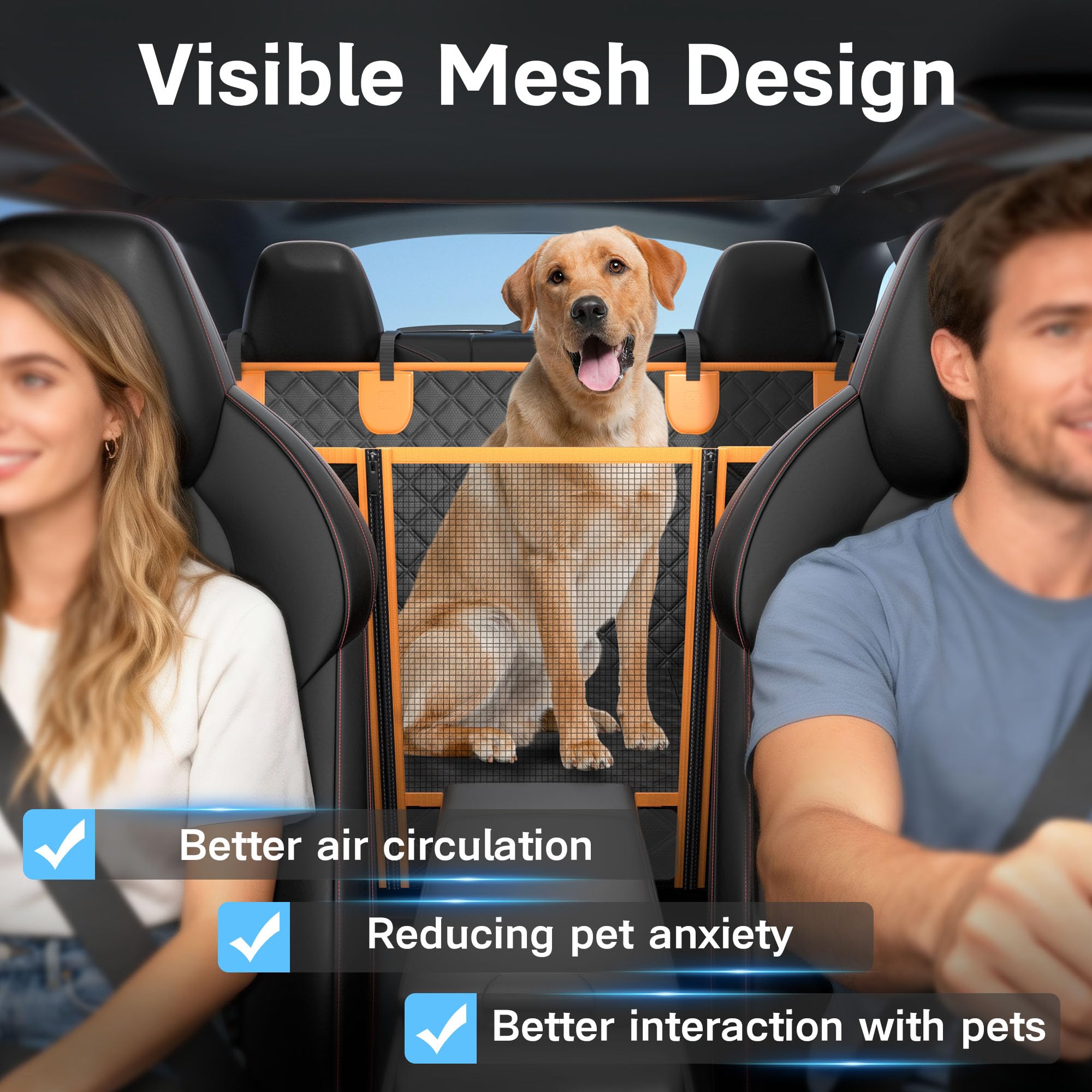 Housse de siège voiture pour chien avec fond rigide, imperméable