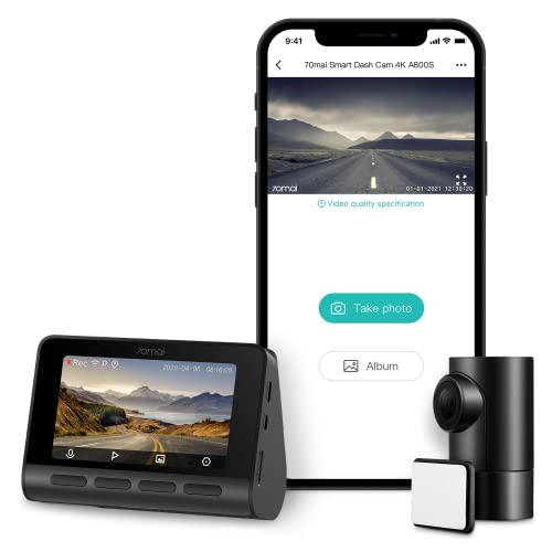 70mai A800S-1 4K Dash Cam Car DVR 24H Support moniteur de stationnement arrière ou caméra interne