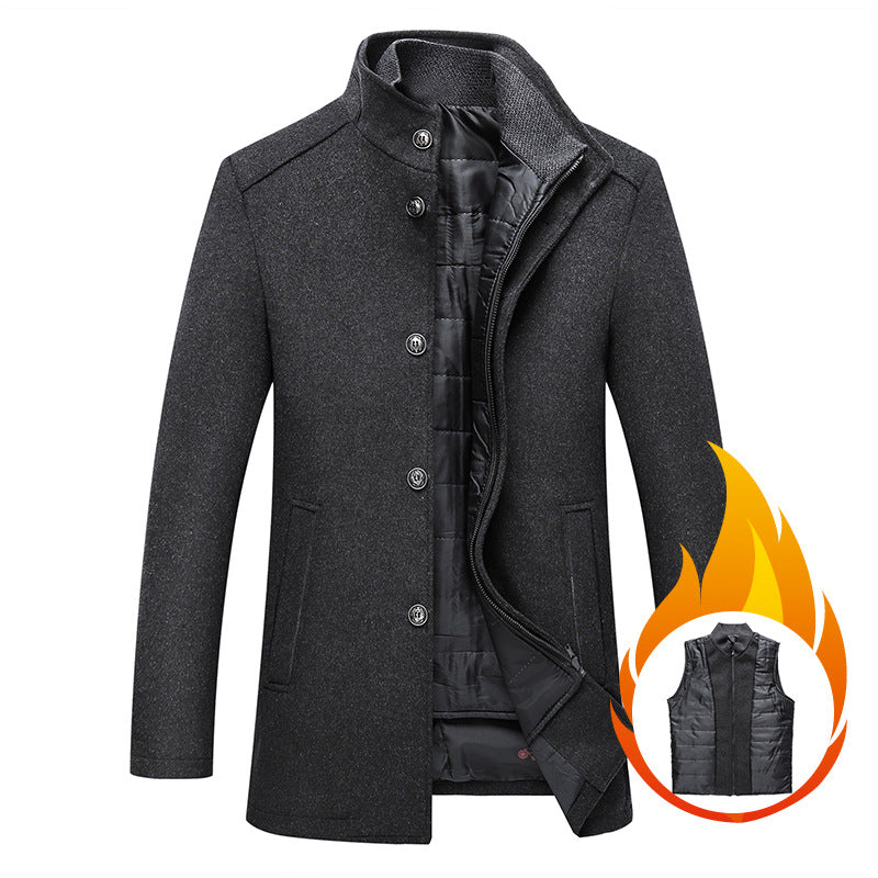 Manteau de laine pour hommes occasionnel Chaud de collier de laine pour hommes