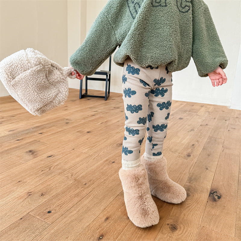 Filles Leggings épais doublés de polaire d'hiver