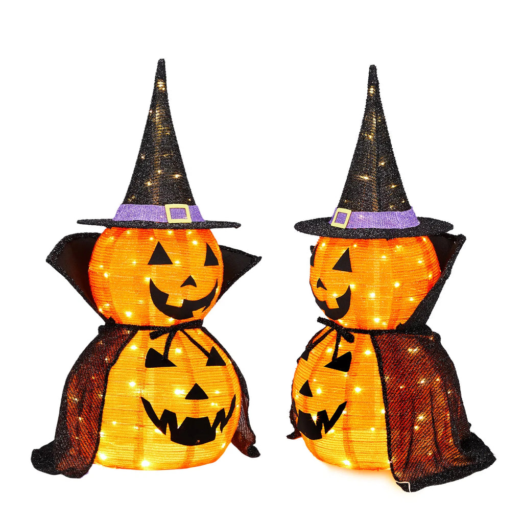 2Packs Décoration de citrouille légère collapsible Halloween 3FT