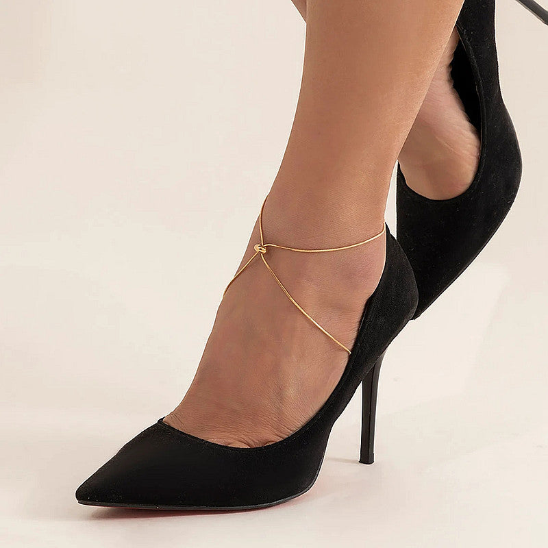 Bijoux réglables en métal Chaîne personnalisée Snake Bone avec perles rondes Bracele pied