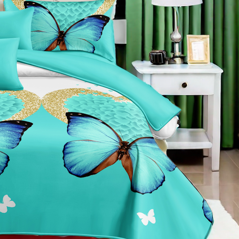Couche de lit et rideau vert 9 pièces