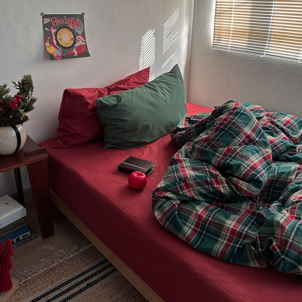 Ins Nordic Simple Plaid Christmas Cotton Yarn-dyed Cotton Four-piece Set