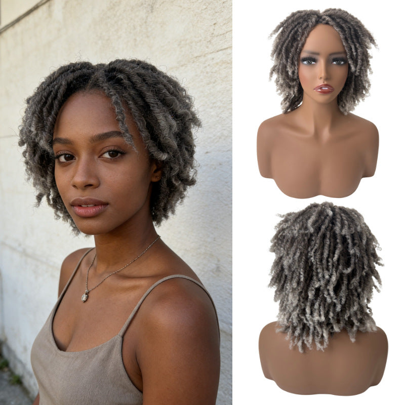 Dreadlock courte boucle pleine perruque pour les femmes haute température en soie rose Mesh bouchon