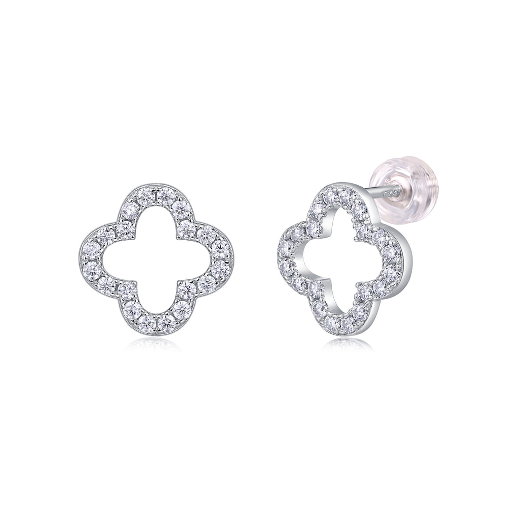 S925 Boucles d'oreilles en argent sterling à trèfle ouvert
