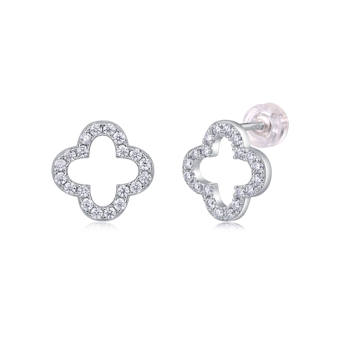 S925 Boucles d'oreilles en argent sterling à trèfle ouvert