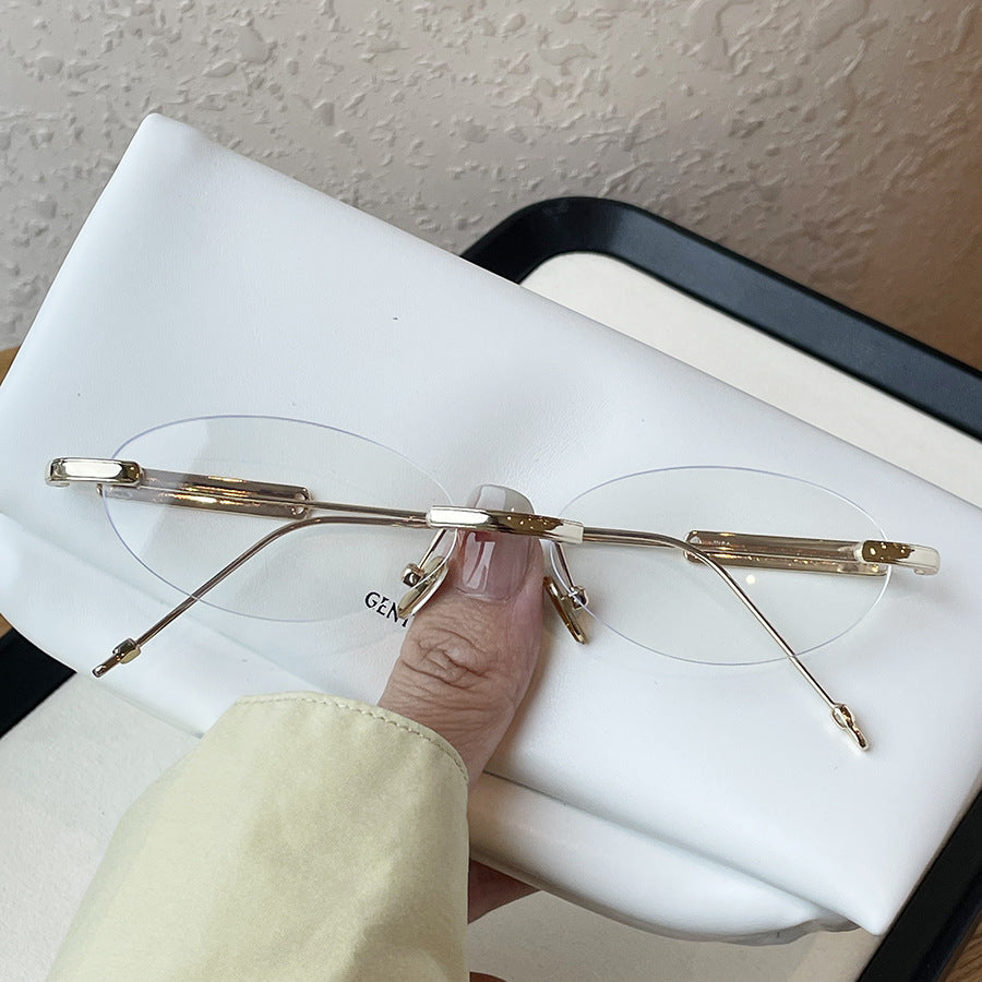 Pas de maquillage regarder Rimless Ovale Plain Glass pour les femmes