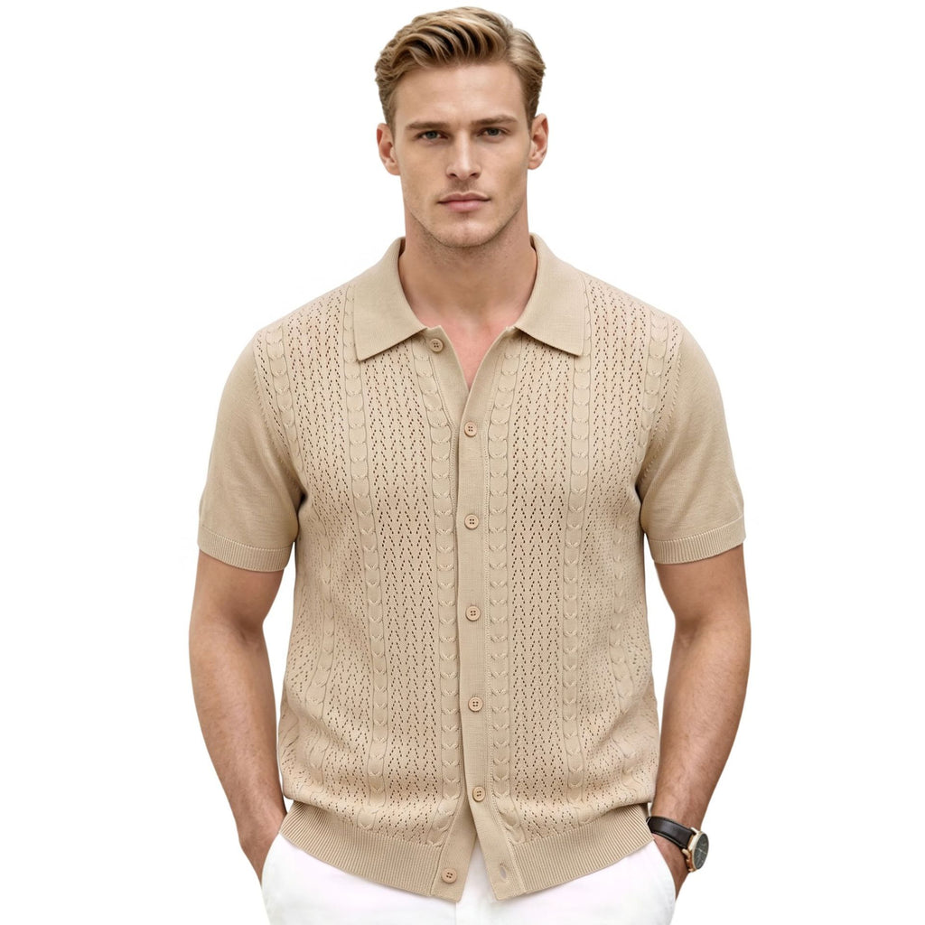 Été Solide-couleur Hollow-out Manche courte maille Top
