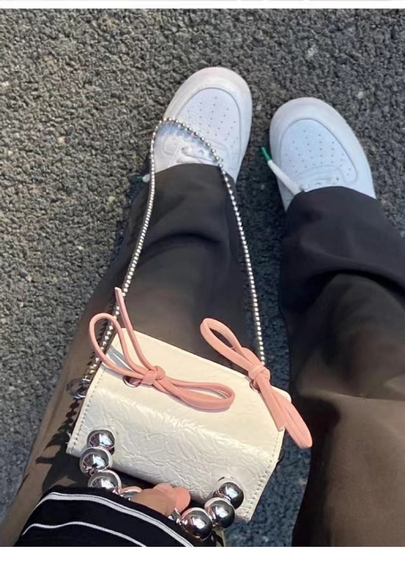 Sac à main Texturé Mignon Bow Mini chaîne