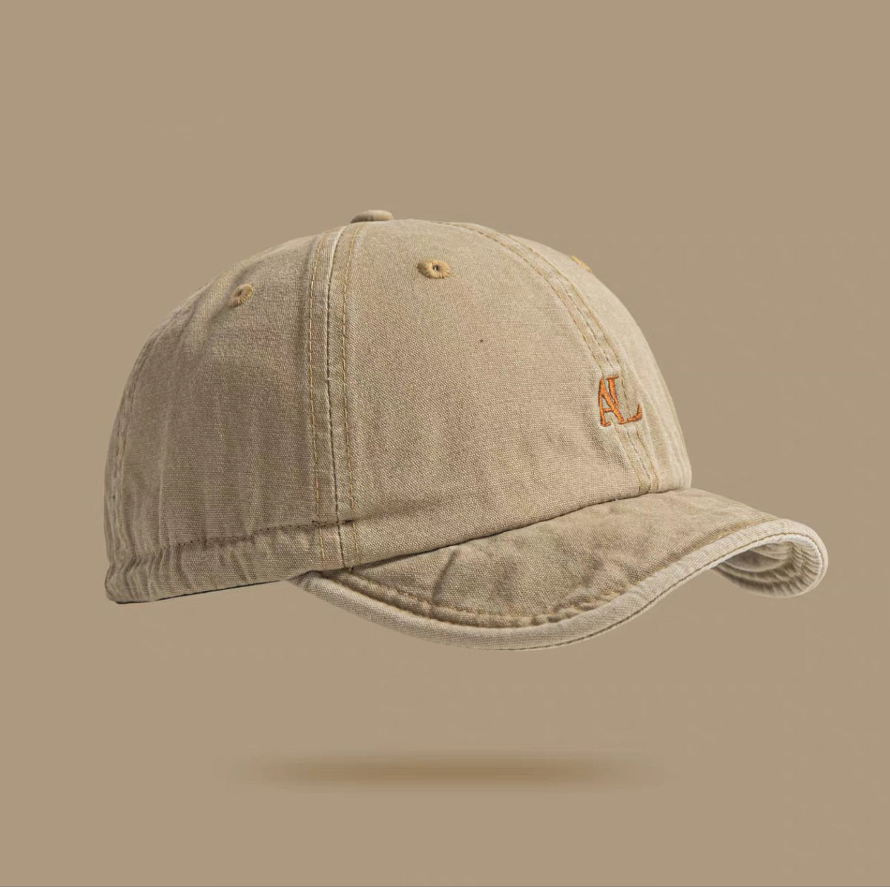Broderie lavée de couleur unie AL Lettre réglable Soft Cap avec rétro courte brodée