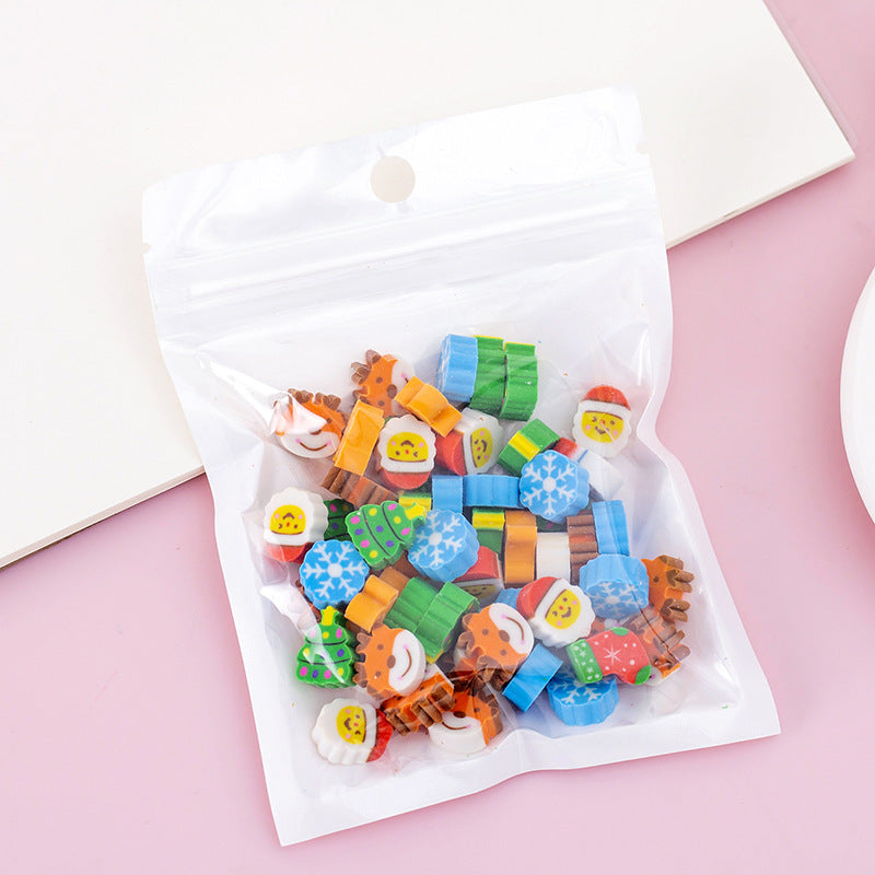 50 PCs Sacs de film perlescents Fruit Cartoon Mini Eraser