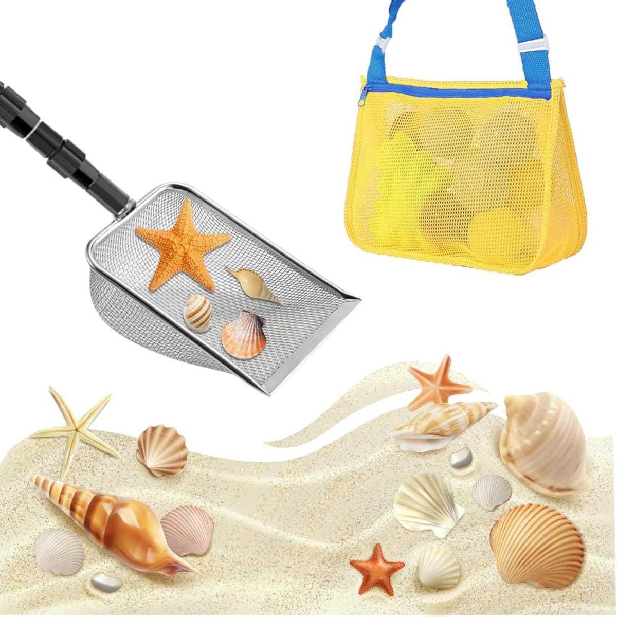 Beach Play Set with Sieve And Net For Sand and Water Fun At The Beach Or Lake—Party Access